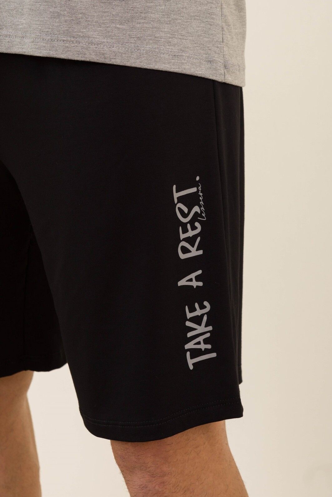 PIJAMA MASCULINO MANGA CURTA MESCLA COM RECORTE FRONTAL