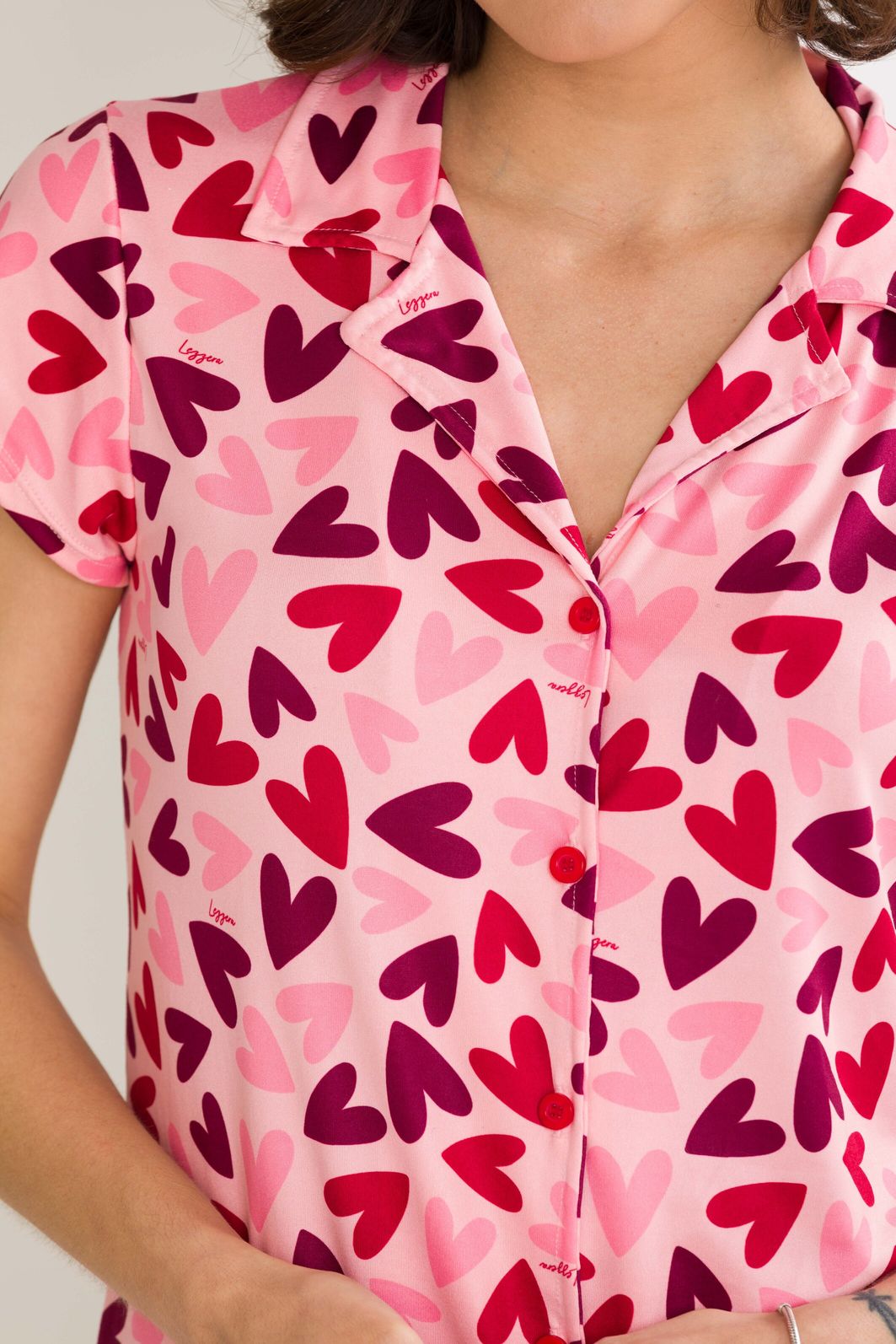 PIJAMA FEMININO MANGA CURTA  AMERICANO CORAÇÕES