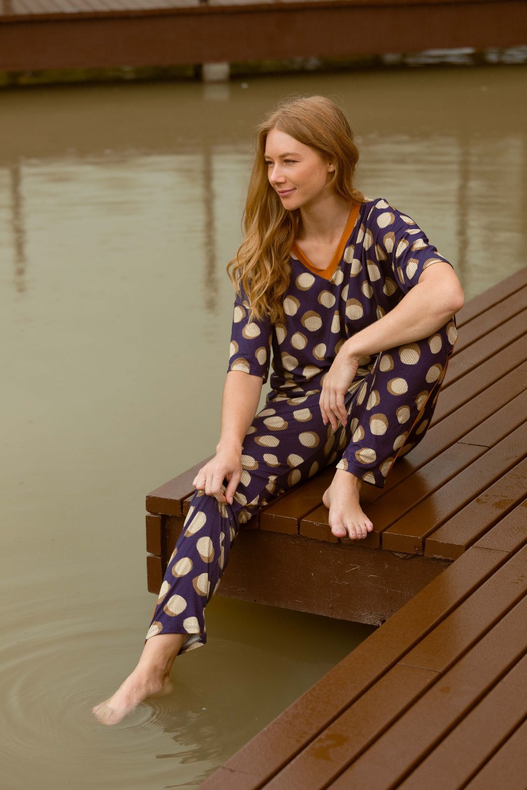 PIJAMA FEMININO MEIA MANGA POÁ AZUL