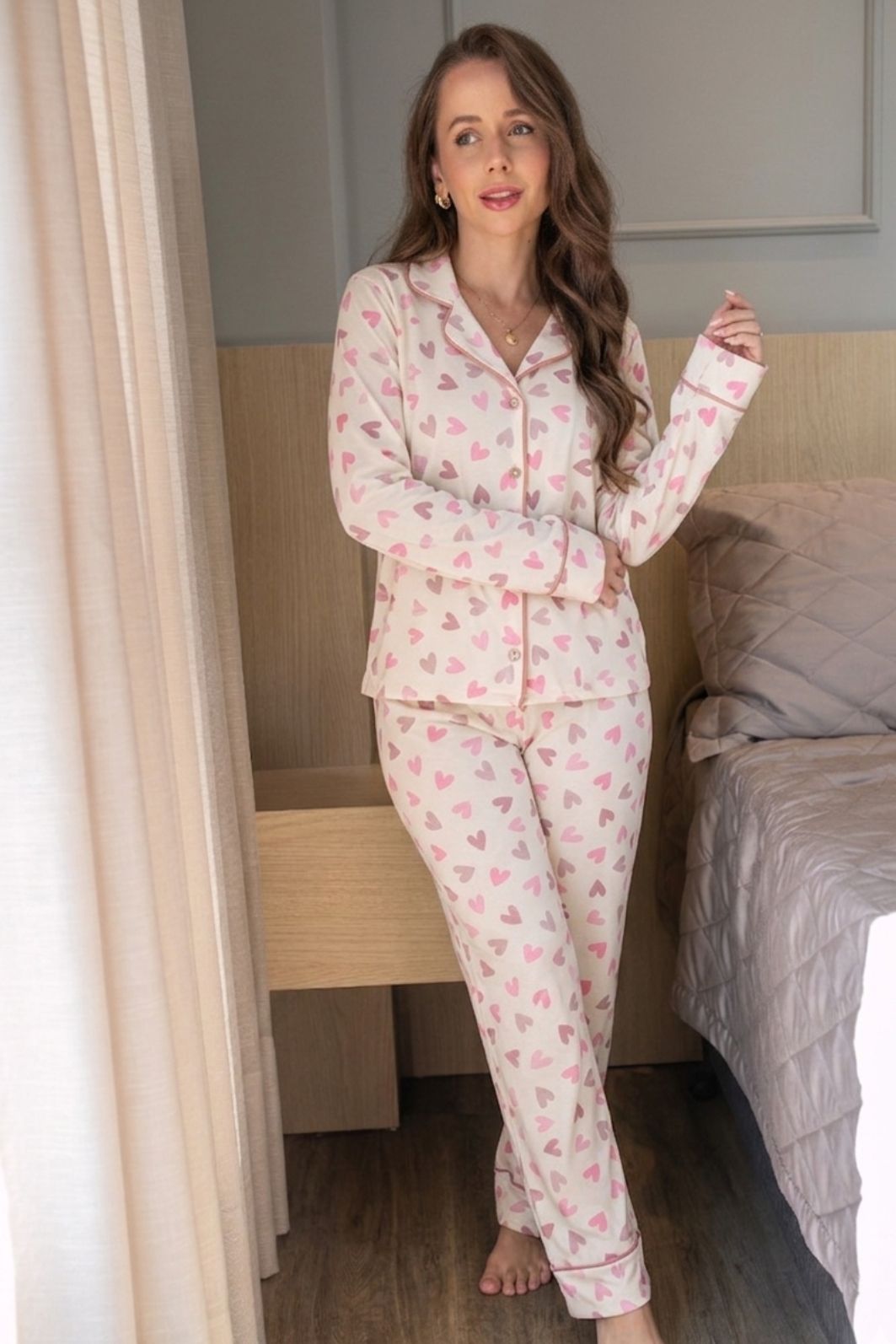 Pijama Americano Longo Corações Pijama Americano Longo Corações