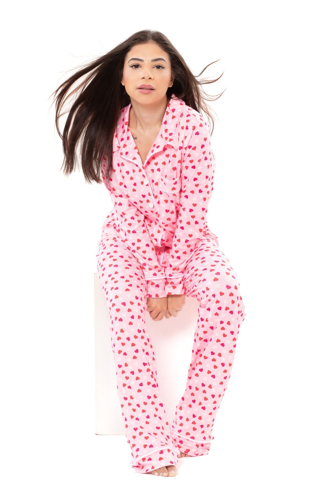 Pijama Americano Coração Rosa Pijama Americano Coração Rosa