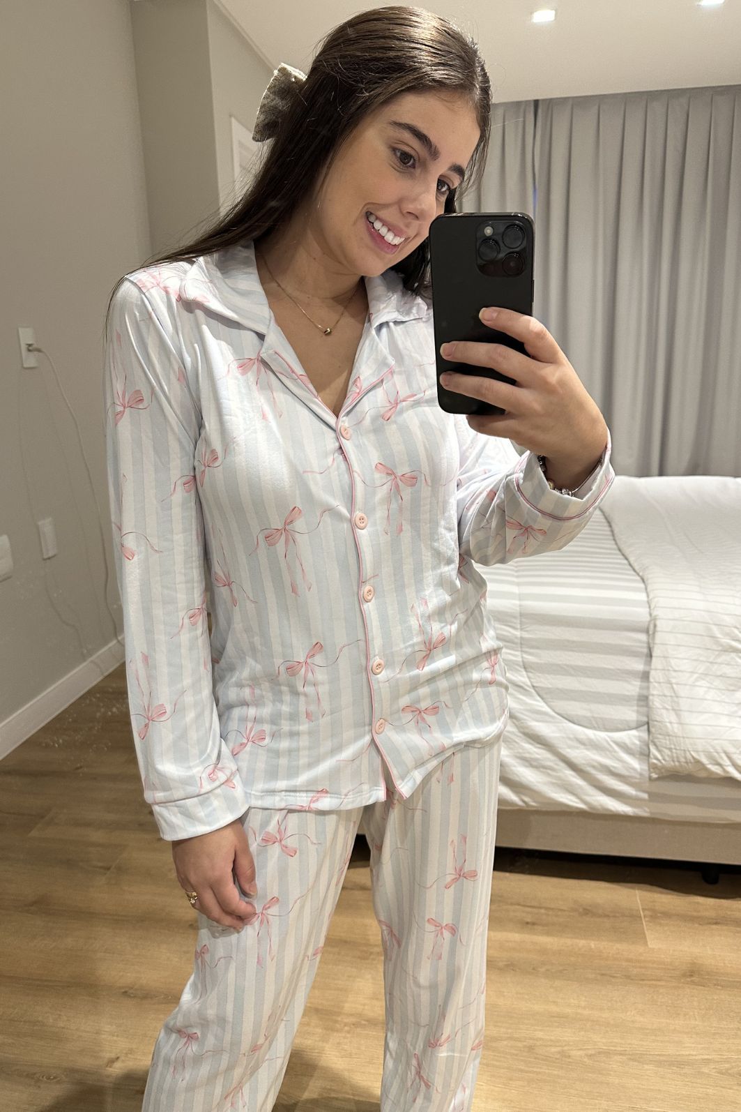 Pijama Americano Longo Laços Pijama Americano Longo Laços