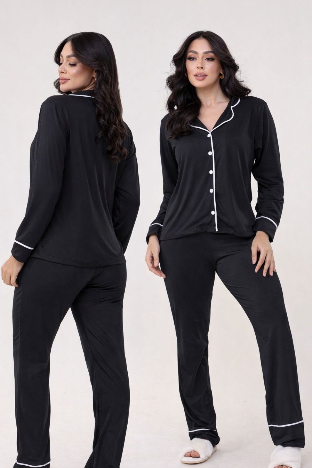 Pijama Americano Longo Liso Preto Pijama Americano Longo Liso Preto