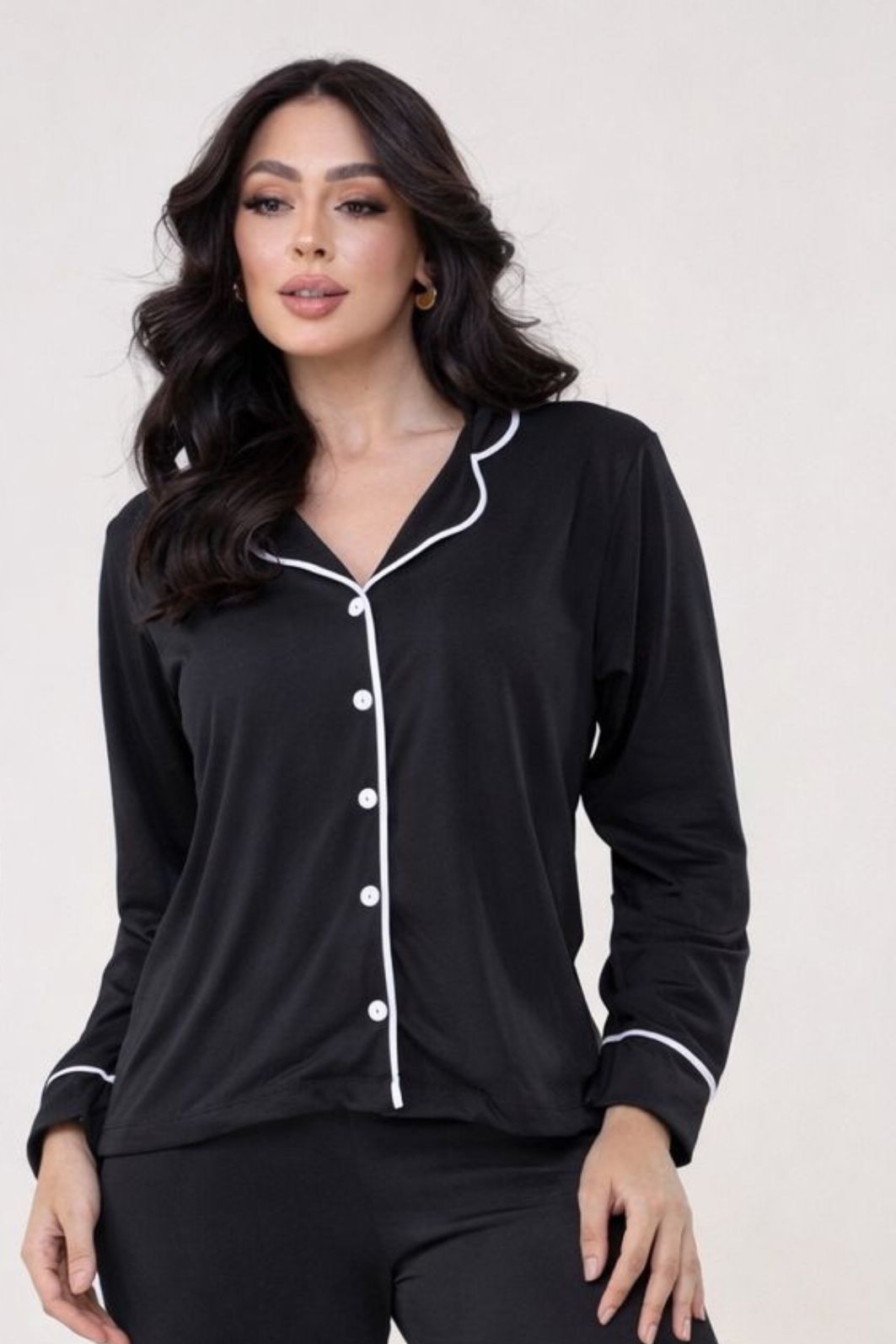 Pijama Americano Longo Liso Preto Pijama Americano Longo Liso Preto