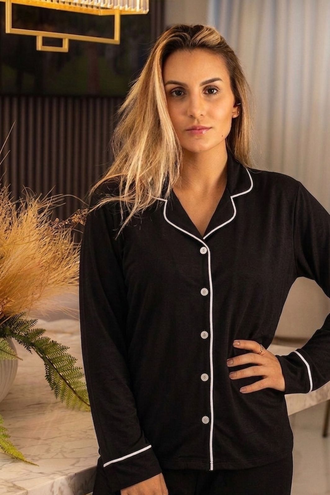 Pijama Americano Longo Liso Preto Pijama Americano Longo Liso Preto