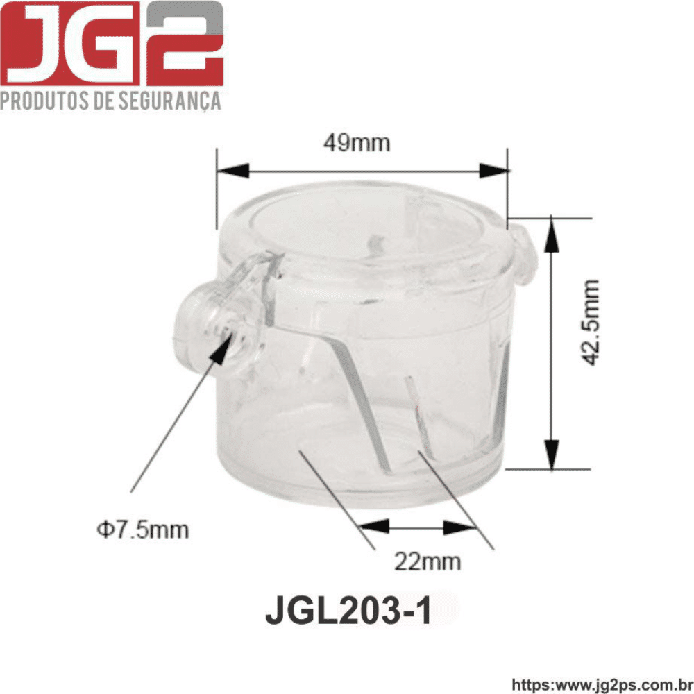 Bloqueio JG2 para botão emergencial em resina com furo de Ø22mm  JGL203-1