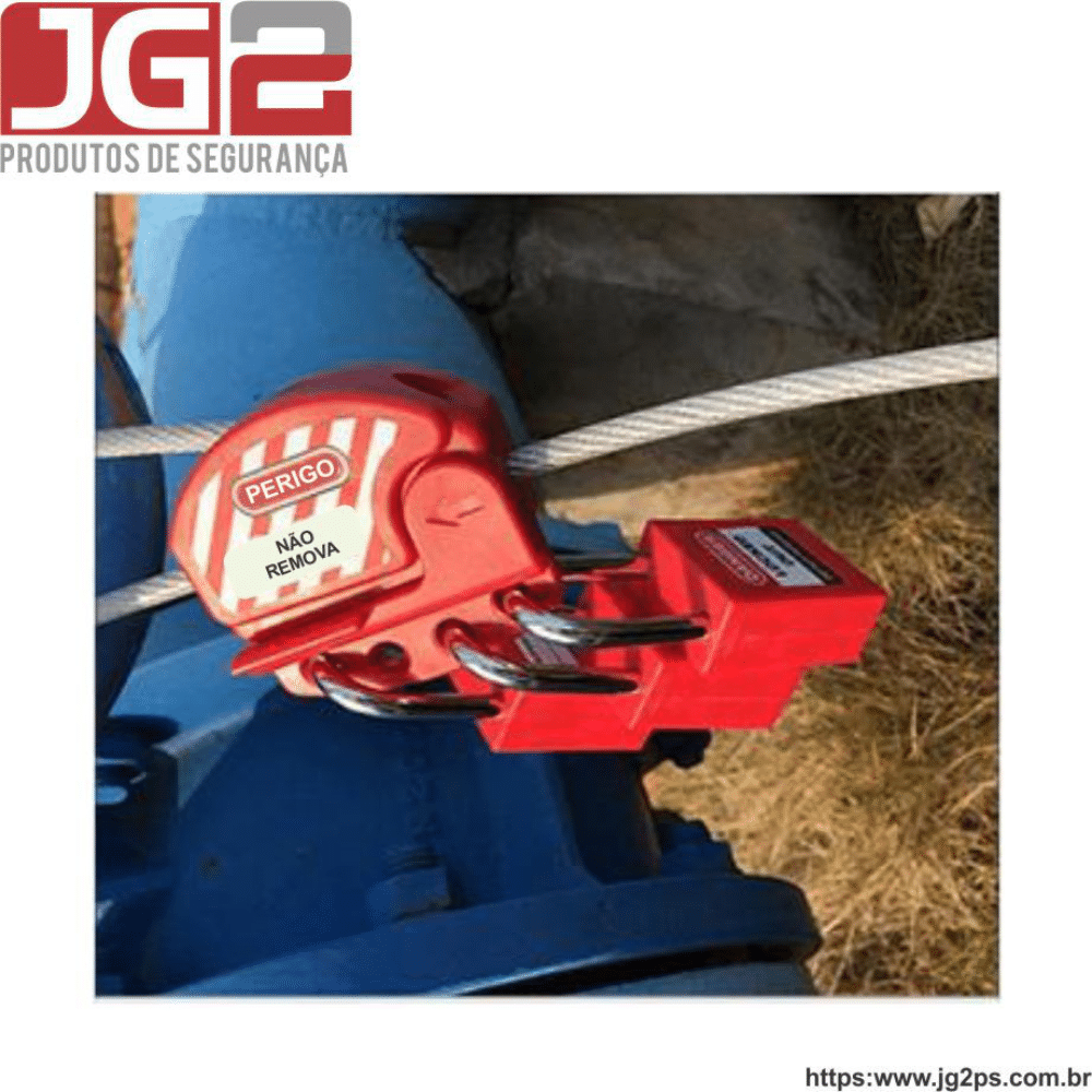 Dispositivo de bloqueio JG2 multiuso, 4 furos, com cabo de aço de Ø4mm x 2m ajustável JGL250-1