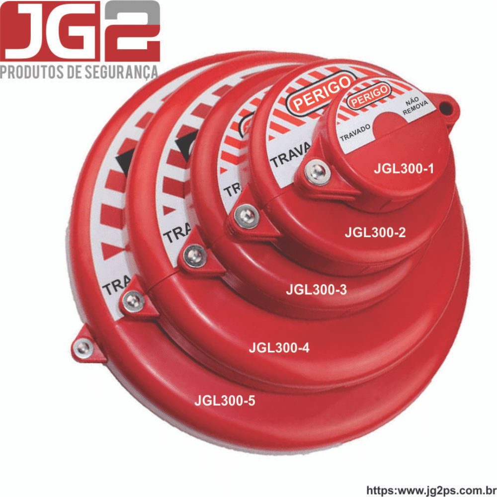 Dispositivo de Bloqueio JG2 para válvula gaveta, válvula volante ou válvula globo de 1" a 2.1/2" (35mm a 65mm) JGL300-1 Dispositivo de Bloqueio JG2 para válvula gaveta, válvula volante ou válvula globo de 1" a 2.1/2" (35mm a 65mm) JGL300-1