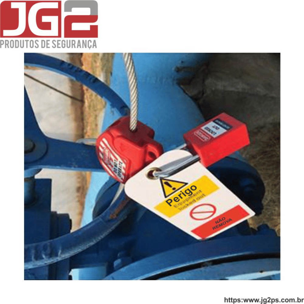 Dispositivo de bloqueio JG2 multiuso, 4 furos, com cabo de aço de Ø4mm x 2m ajustável JGL250-1