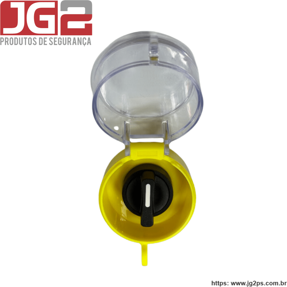 Bloqueio JG2 para botão emergencial de tampa acrílica Altura: 55mm Diâmetro: Ø55mm Furo: Ø30mm  JGL200-6 Bloqueio JG2 para botão emergencial de tampa acrílica Altura: 55mm Diâmetro: Ø55mm Furo: Ø30mm  JGL200-6
