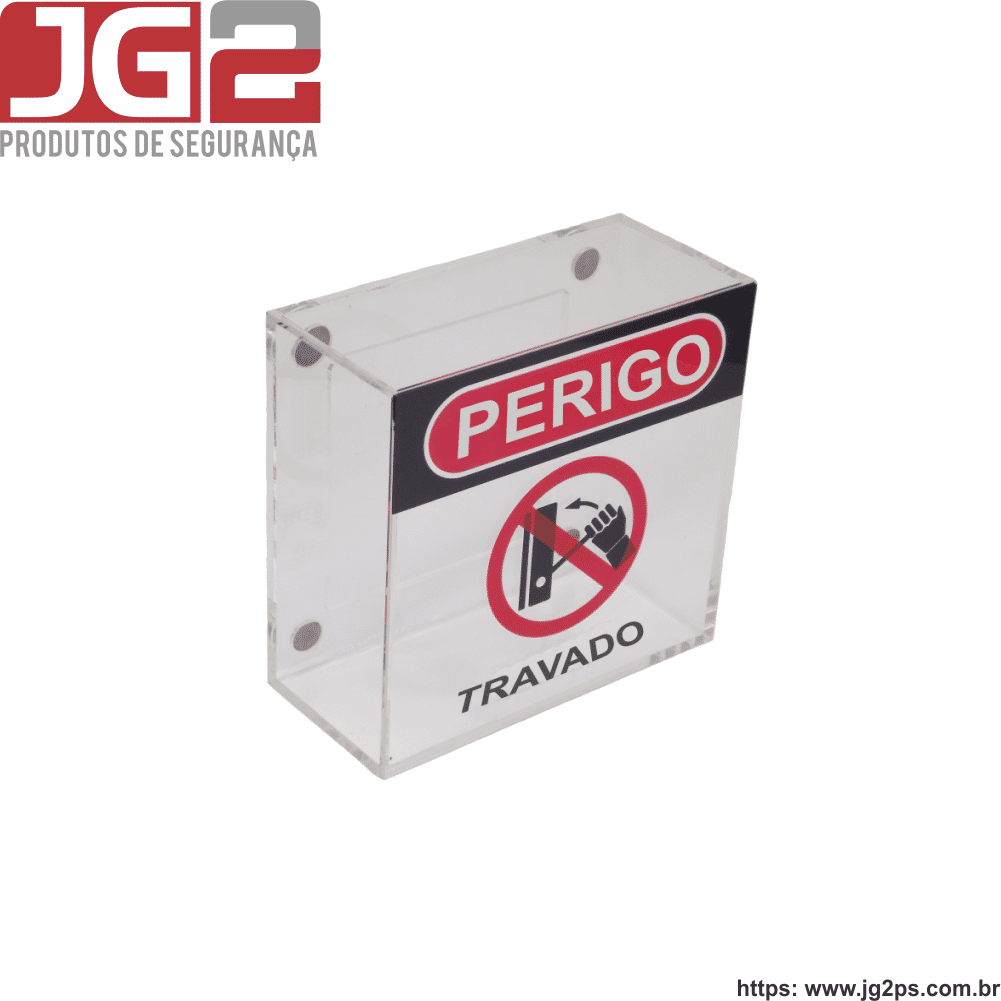 Bloqueio JG2 para botão emergencial e painel em resina com fixação magnética 120x120mm  JGL206-1