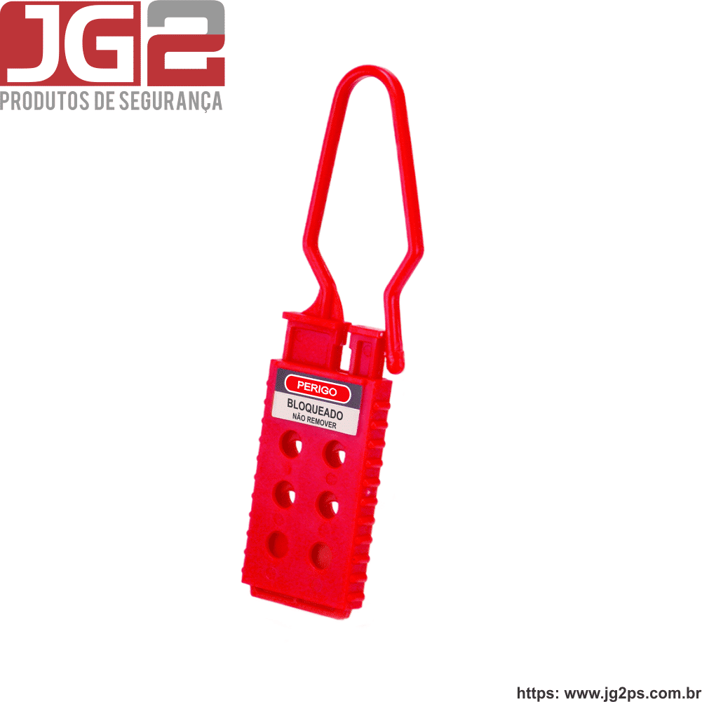 Foto com fundo branco da Garra de bloqueio e travamento  vermelha em nylon Não-Condutora JGL102-1