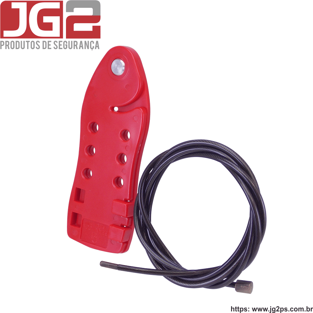 Dispositivo de bloqueio JG2 multiuso, 6 furos, com cabo de aço Ø4mm x 1,8m ajustável JGL256-1 Dispositivo de bloqueio JG2 multiuso, 6 furos, com cabo de aço Ø4mm x 1,8m ajustável JGL256-1