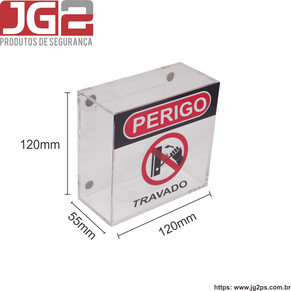 Bloqueio JG2 para botão emergencial e painel em resina com fixação magnética 120x120mm  JGL206-1