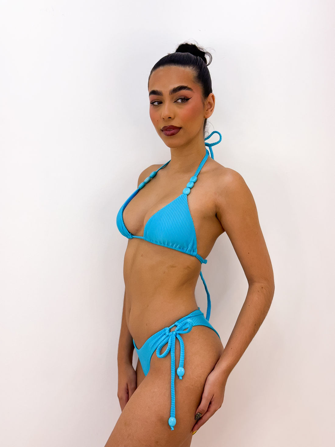 CORTININHA MIÇANGAS CANELADO - AZUL CÉU