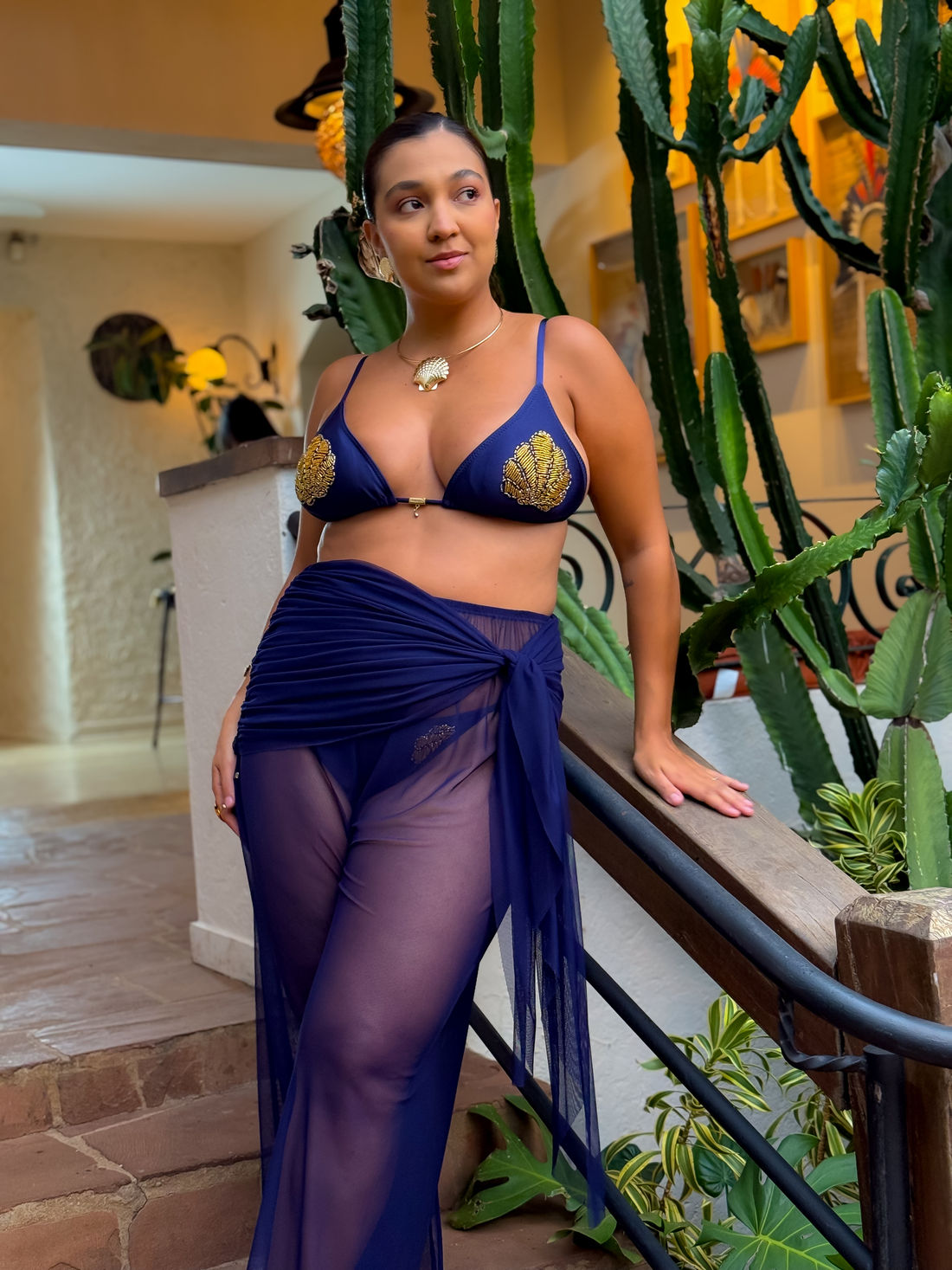 CORTININHA GLOW CONCHAS - AZUL MARINHO CORTININHA GLOW CONCHAS - AZUL MARINHO