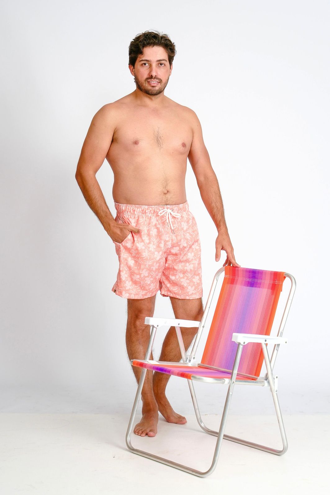 TROPICAL ORANGE - KIT CASAL (BERMUDA FEMININA + BERMUDA MASCULINA)