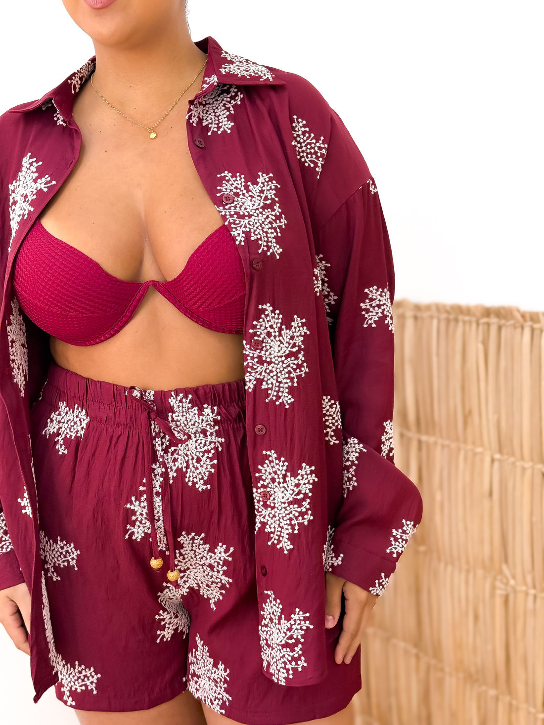 KIT VENEZA CHEMISE + SHORT - BORDÔ KIT VENEZA CHEMISE + SHORT - BORDÔ