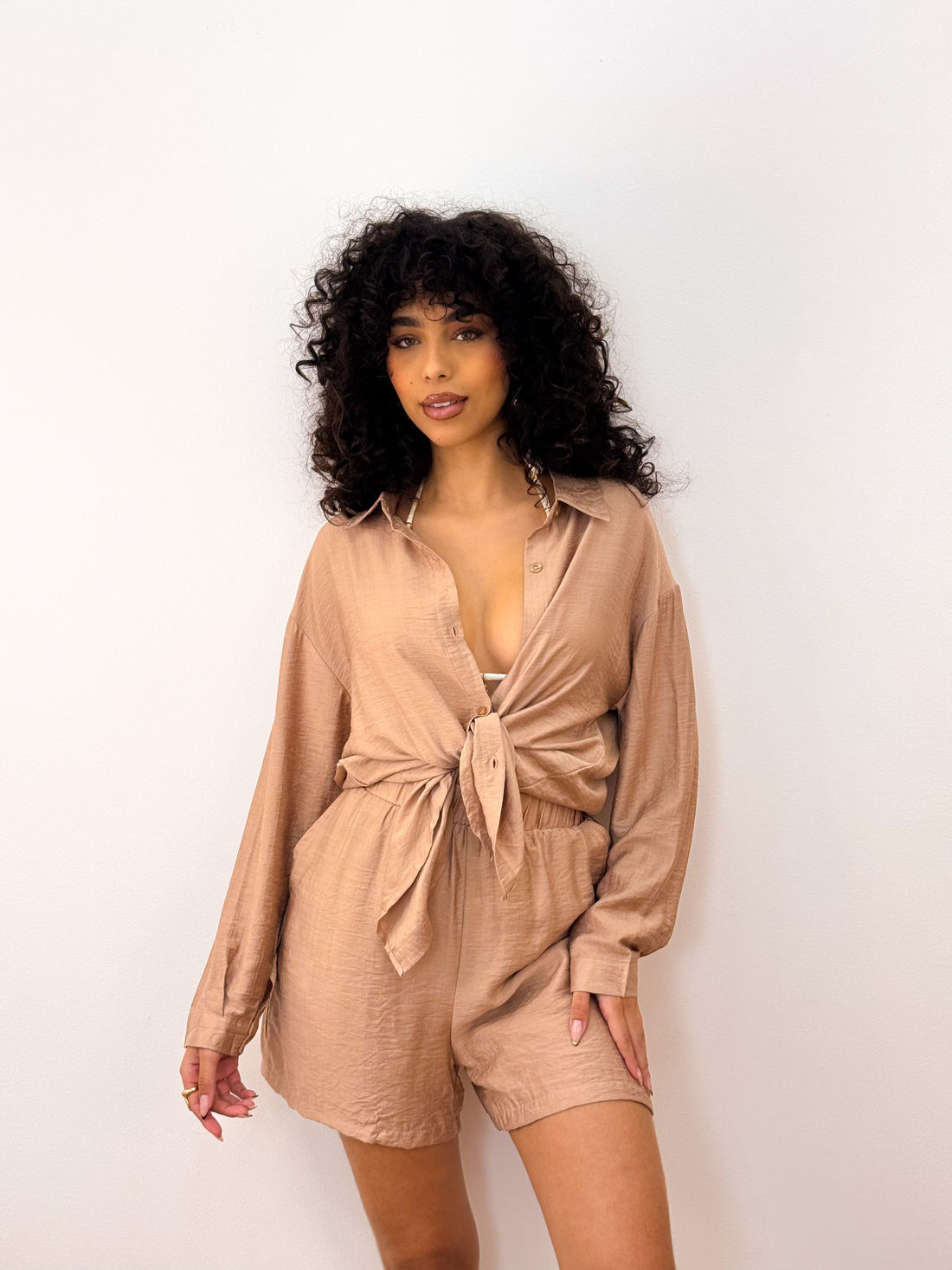 KIT IBIZA CHEMISE + SHORT - BEGE