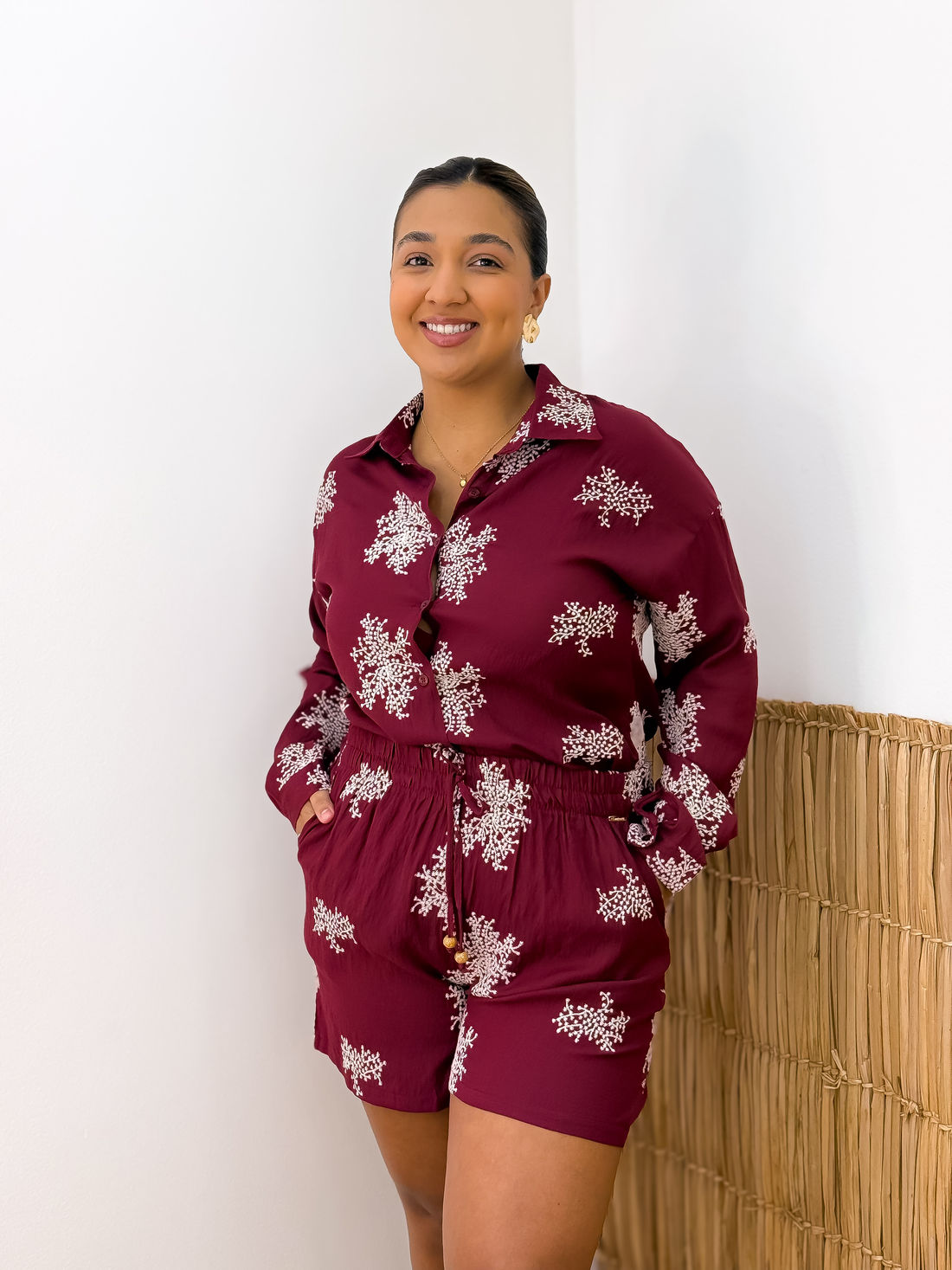 KIT VENEZA CHEMISE + SHORT - BORDÔ KIT VENEZA CHEMISE + SHORT - BORDÔ