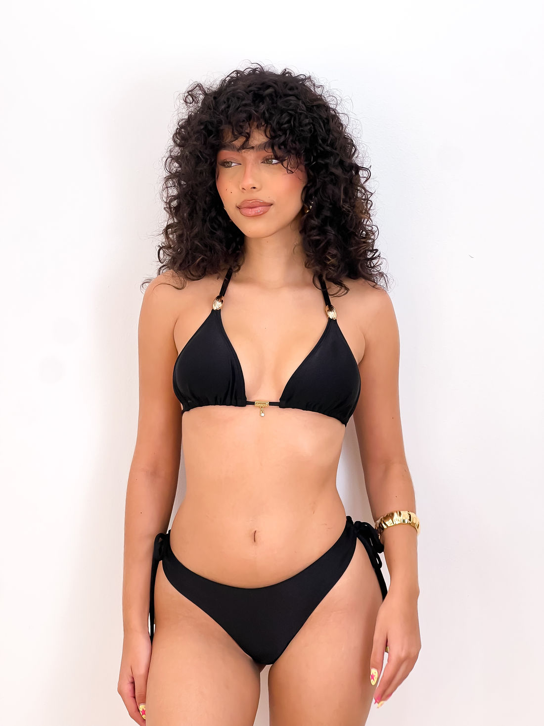 CORTININHA CELESTE COM CALCINHA ASA DELTA AMARRAÇÃO - PRETO