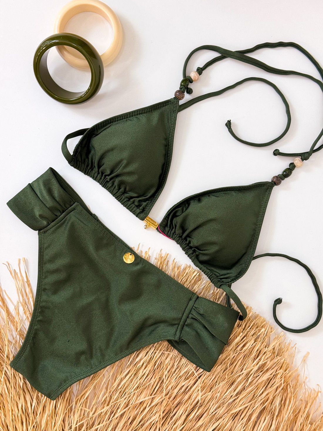 CORTININHA MIÇANGAS CALCINHA BOMBOM - VERDE MILITAR