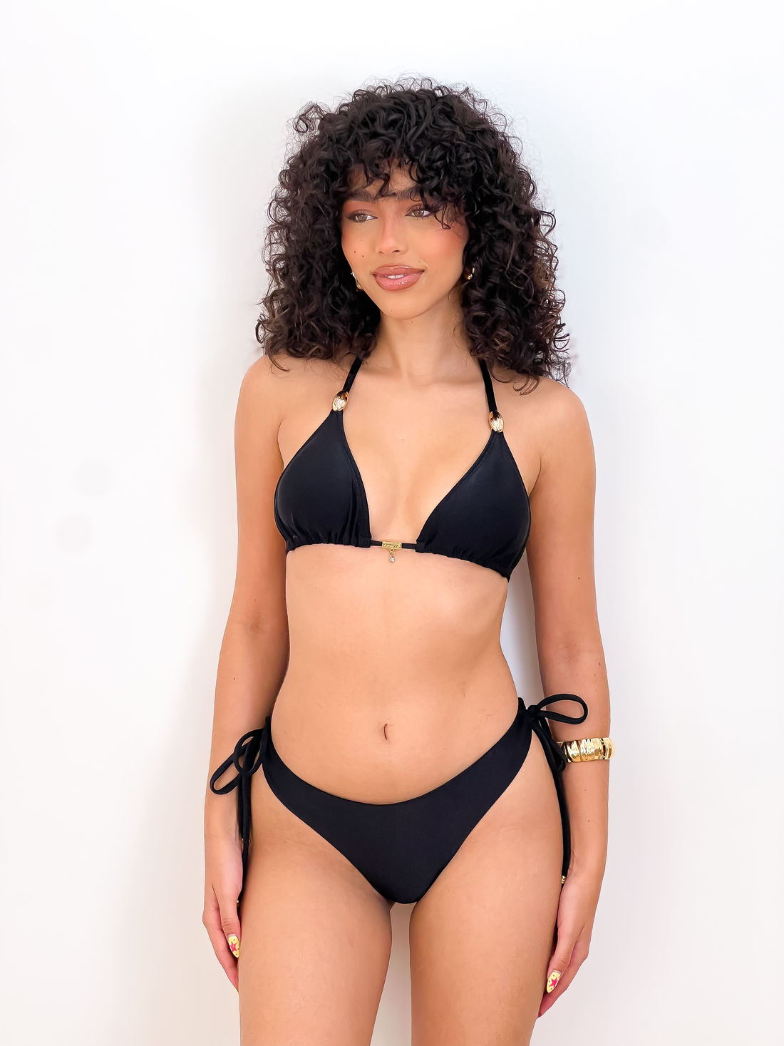 CORTININHA CELESTE COM CALCINHA ASA DELTA AMARRAÇÃO - PRETO