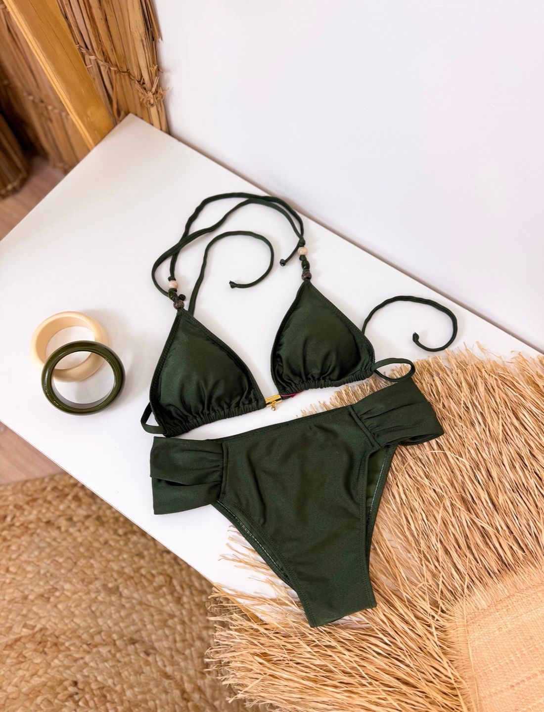 CORTININHA MIÇANGAS CALCINHA BOMBOM - VERDE MILITAR