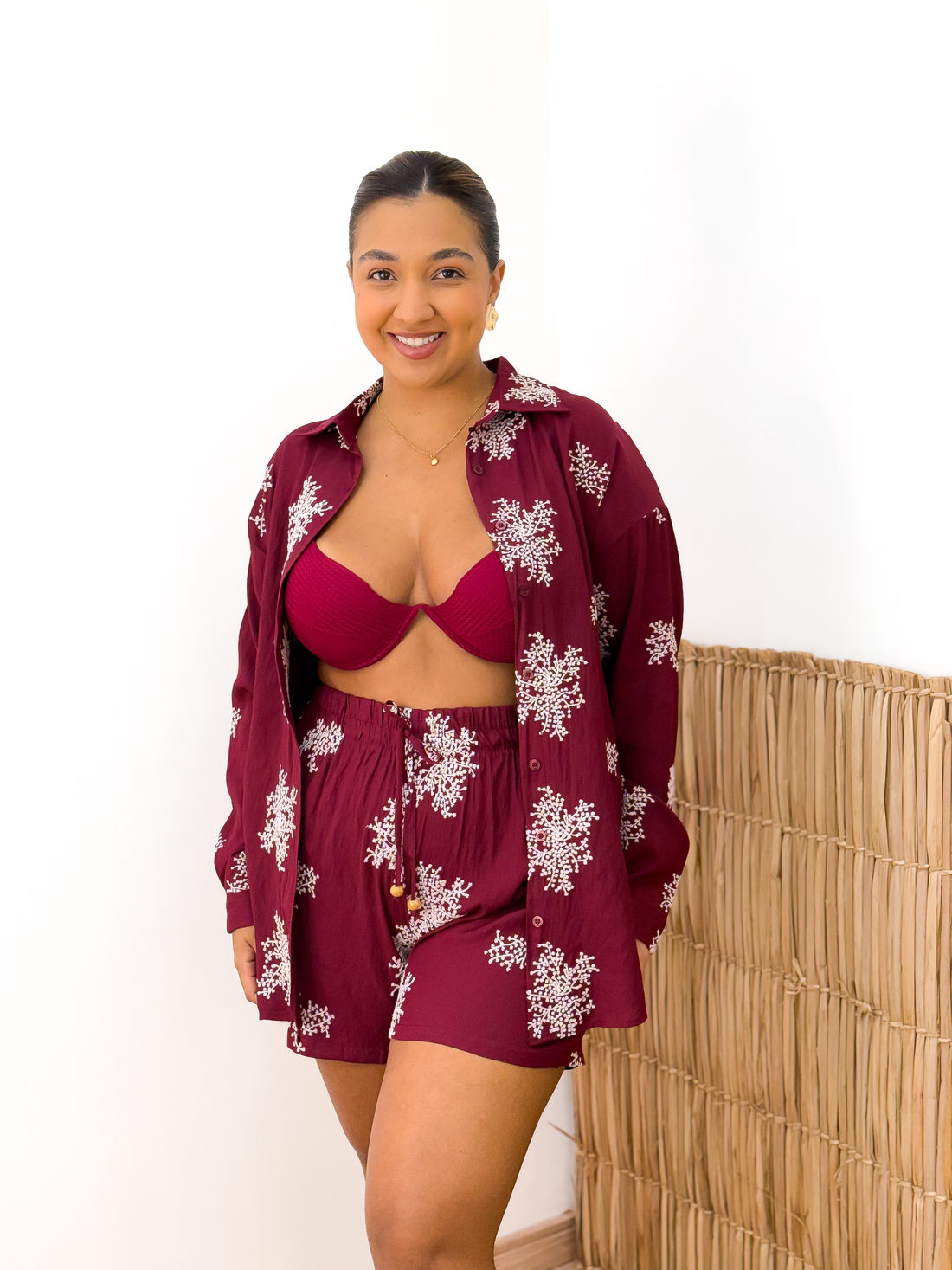 KIT VENEZA CHEMISE + SHORT - BORDÔ KIT VENEZA CHEMISE + SHORT - BORDÔ