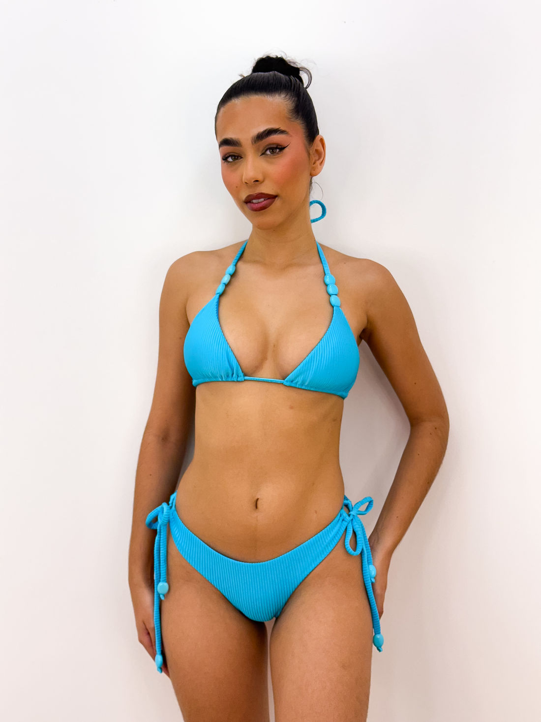 CORTININHA MIÇANGAS CANELADO - AZUL CÉU