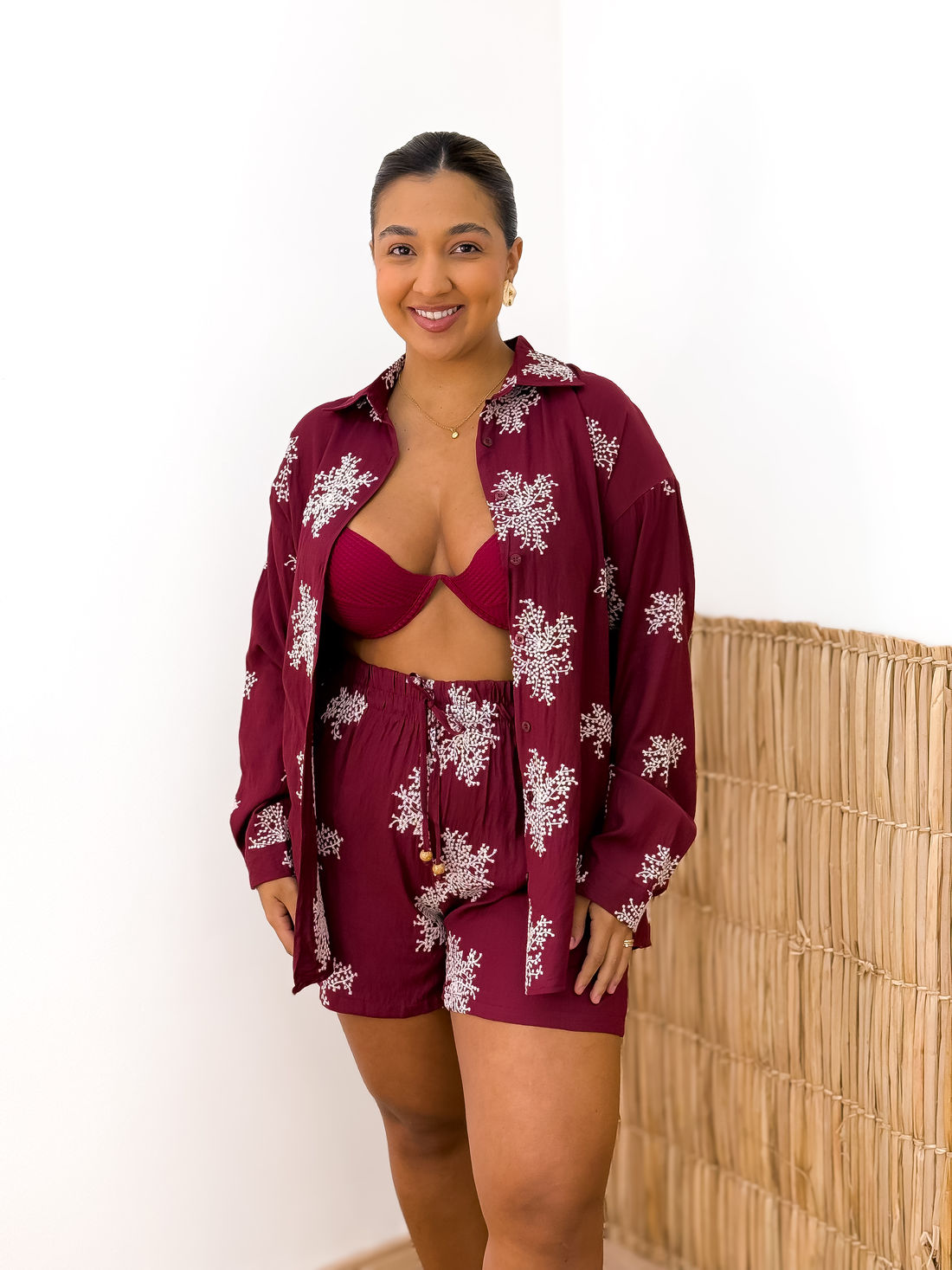 KIT VENEZA CHEMISE + SHORT - BORDÔ KIT VENEZA CHEMISE + SHORT - BORDÔ