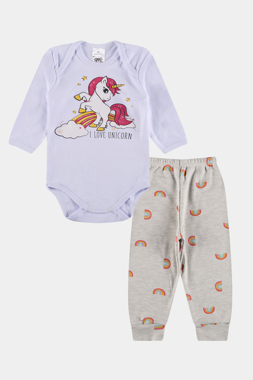 Conjunto Suedine Longo Love Unicorn Branco Stolf