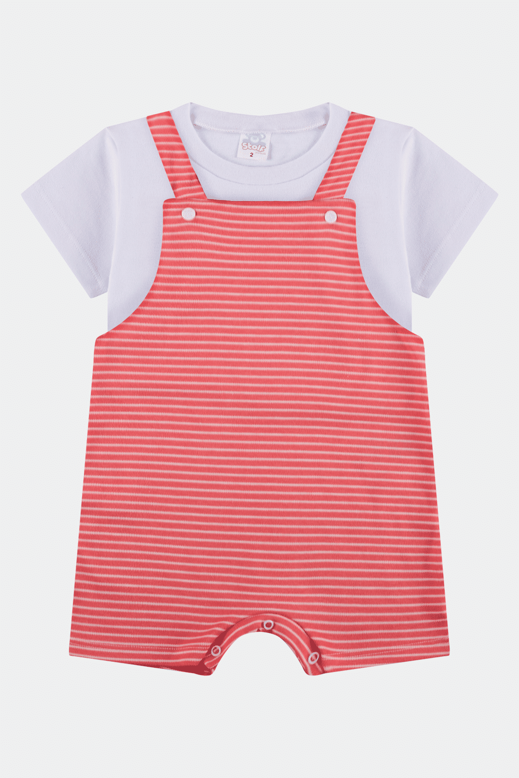 Jardineira Suedine Listrada Vermelha Stolf