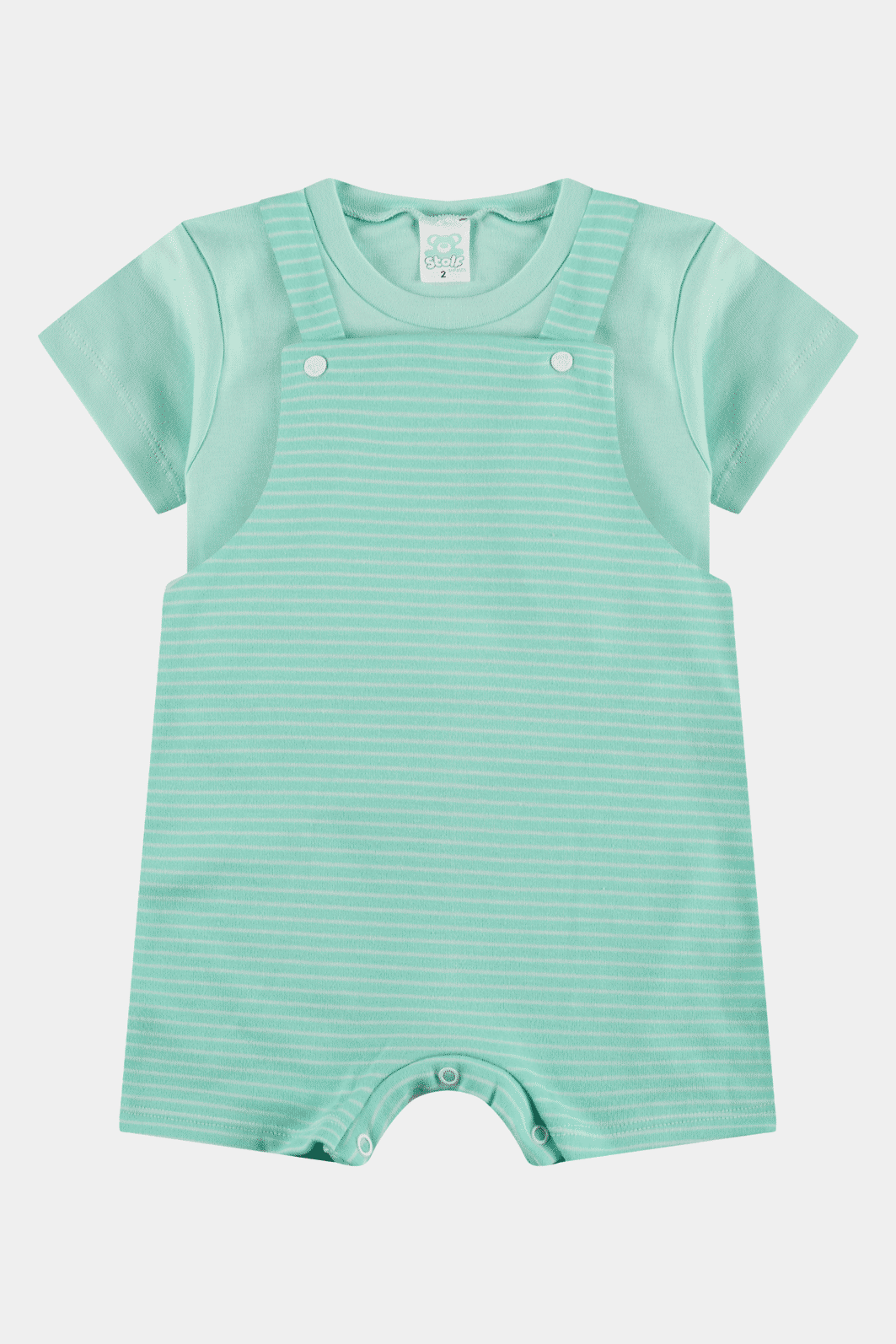 Jardineira Suedine Listrada Verde Stolf