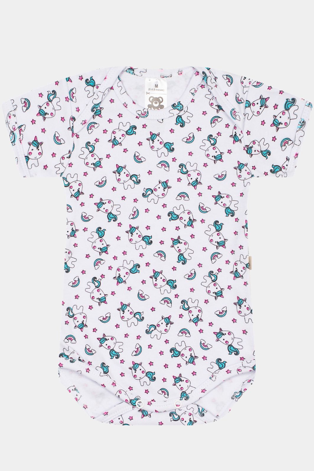 Body Suedine Manga Curta Estampado Unicórnio Stolf Body Suedine Manga Curta Estampado Unicórnio Stolf