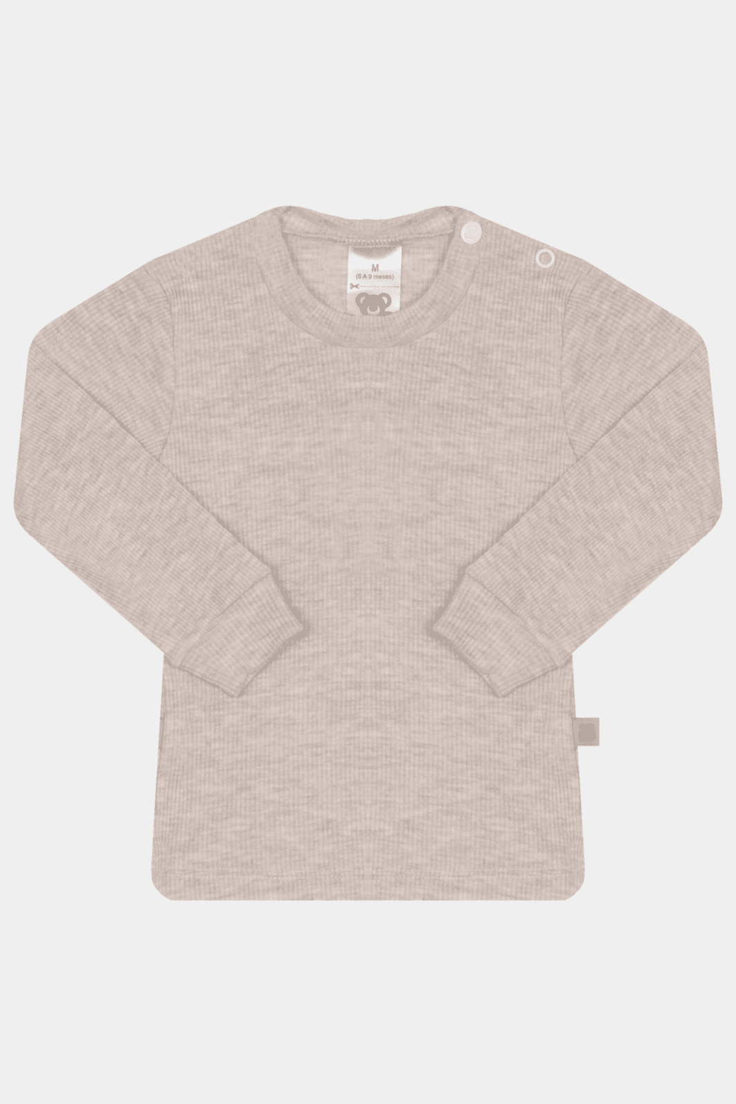 Camiseta Canelada Manga Longa Lisa Mescla Claro Stolf Camiseta Canelada Manga Longa Lisa Mescla Claro Stolf