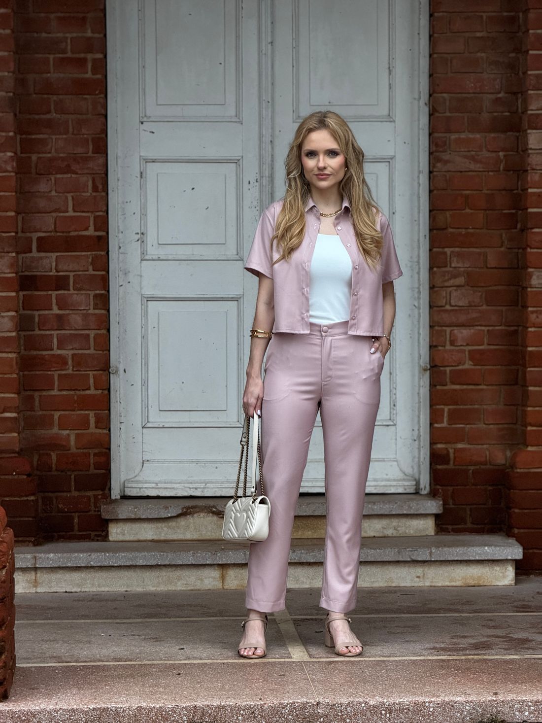 Calça Reta Valerie Blush Pink Calça Reta Valerie Blush Pink