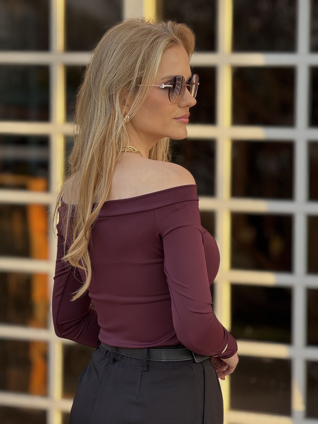 Blusa Ombro-Ombro Maya Borgonha