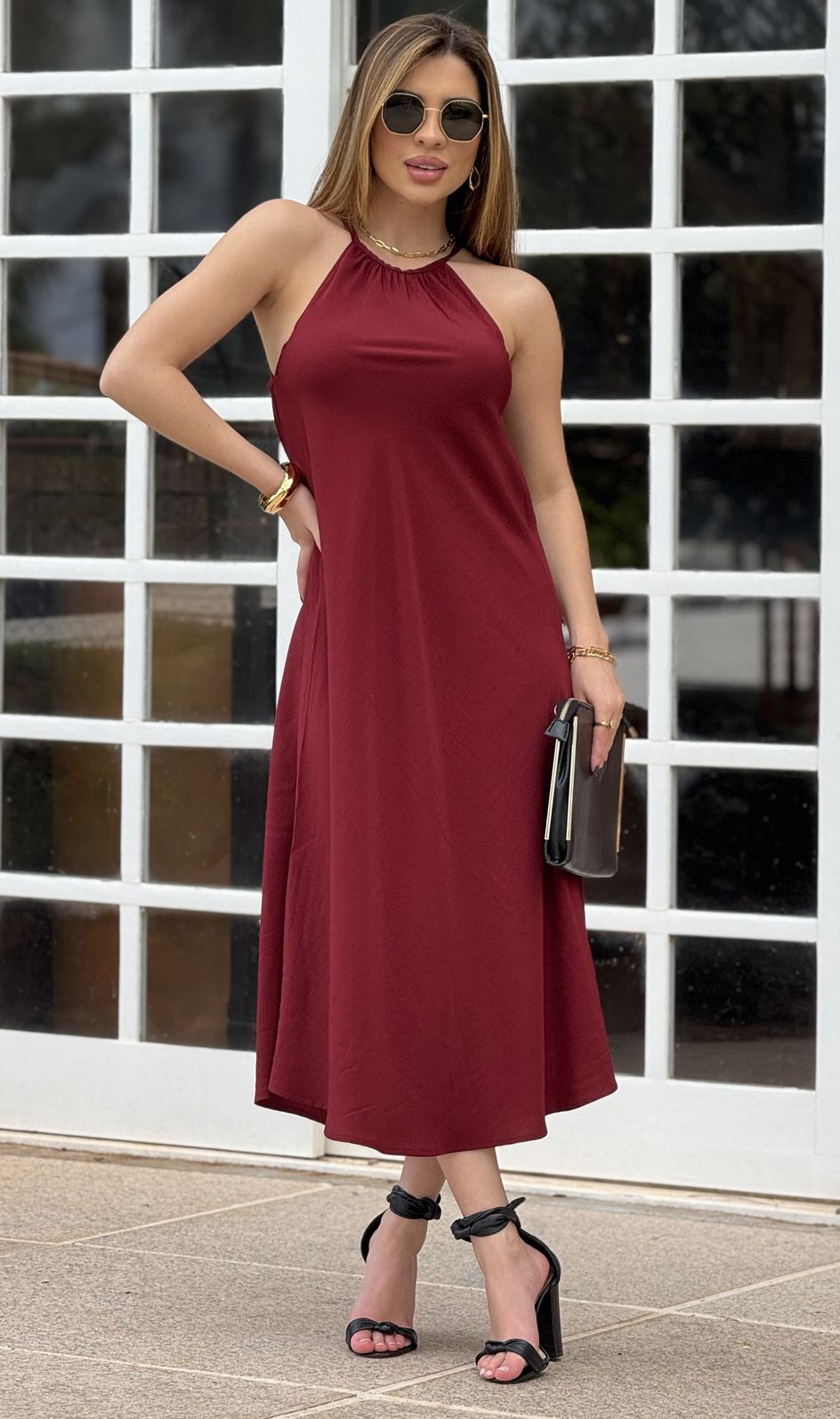 Vestido Carola Midi Bordo Vestido Carola Midi Bordo