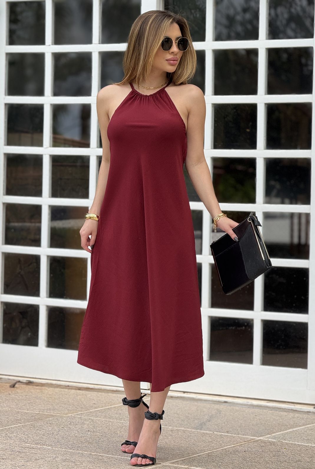 Vestido Carola Midi Bordo Vestido Carola Midi Bordo