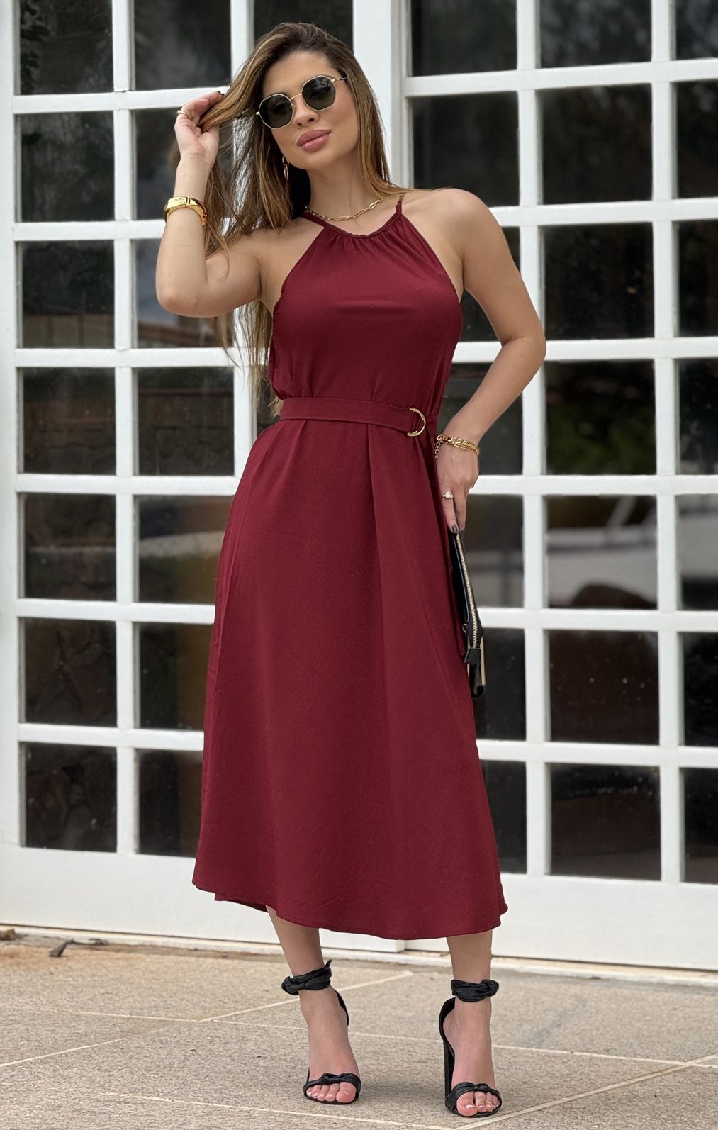 Vestido Carola Midi Bordo Vestido Carola Midi Bordo