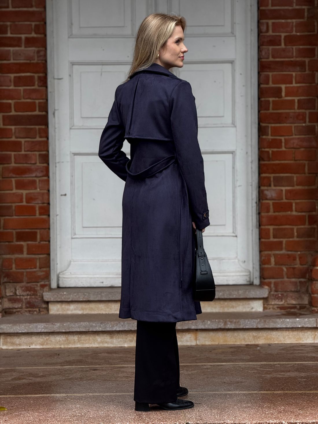 Trench Coat Suede Marinho Trench Coat Suede Marinho