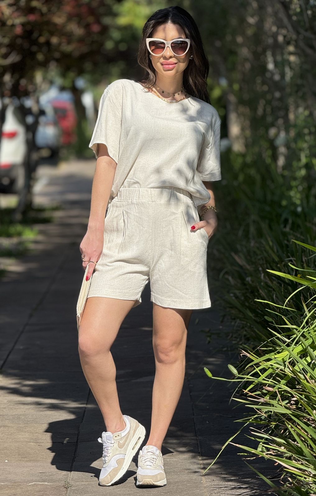 Short Linho Estonado Natural