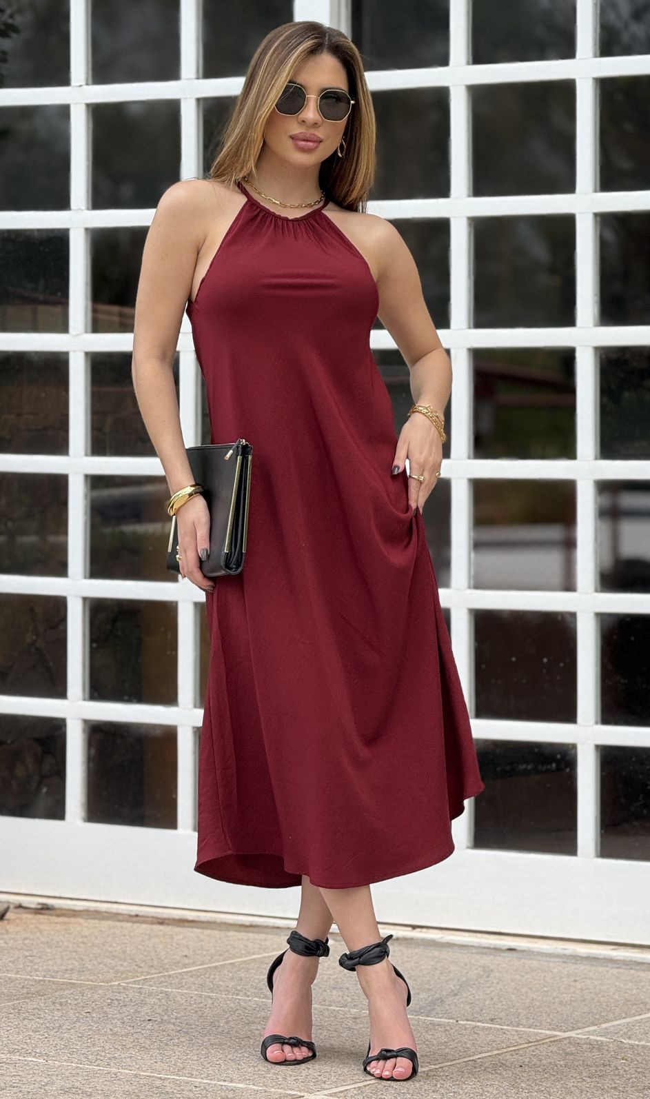 Vestido Carola Midi Bordo Vestido Carola Midi Bordo