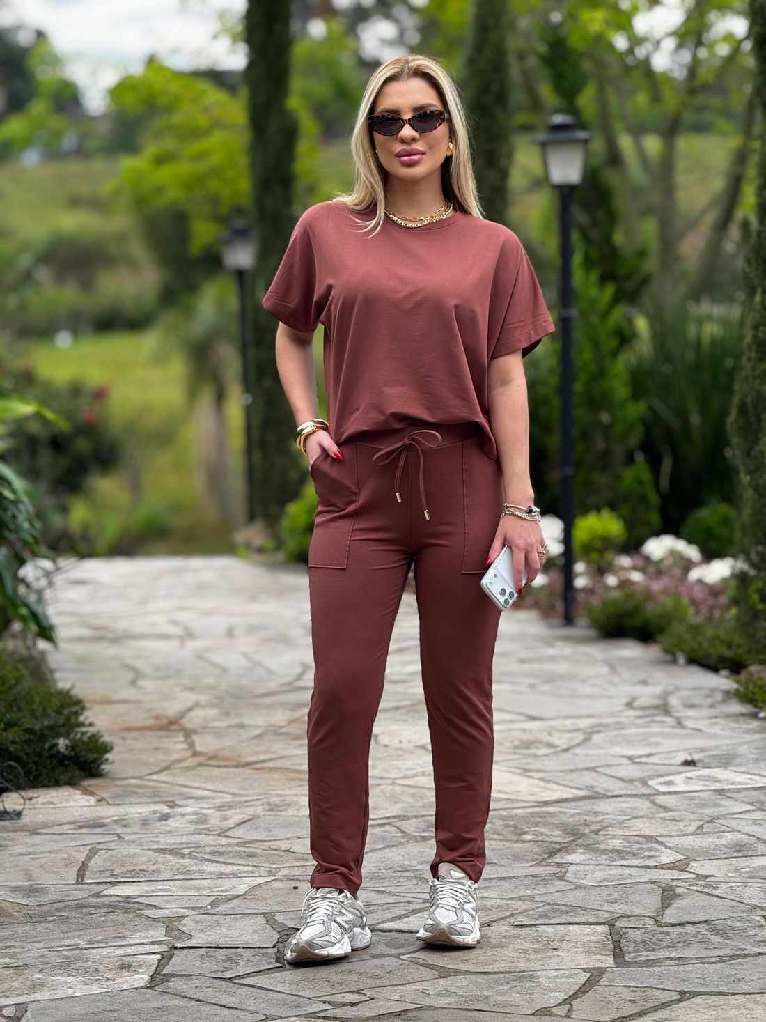 Calça Moletinho Hellen Marrom
