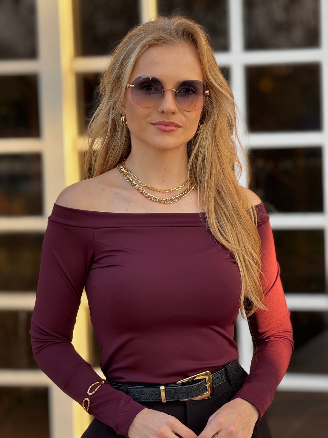 Blusa Ombro-Ombro Maya Borgonha