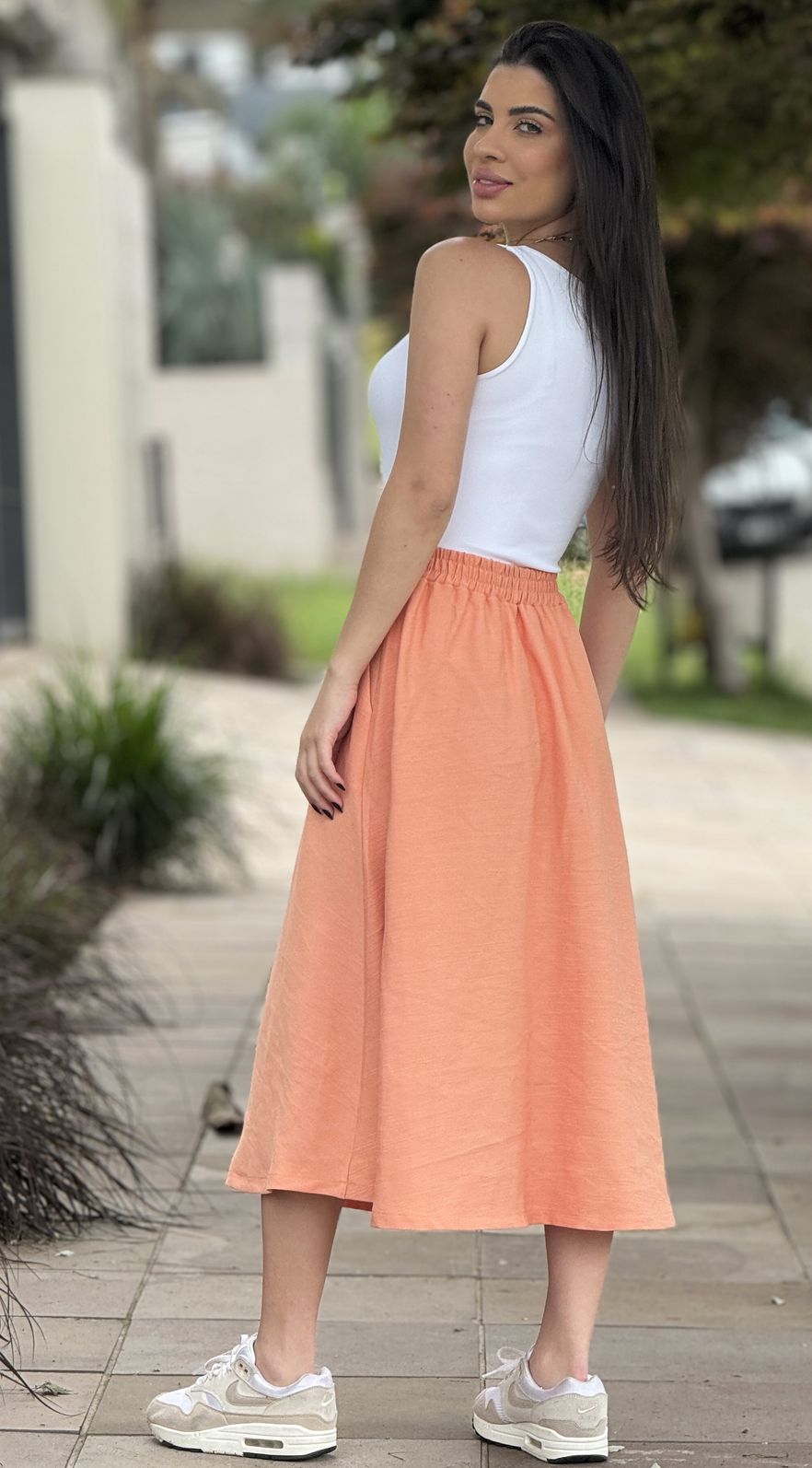 Saia Midi Rafaela Coral Saia Midi Rafaela Coral