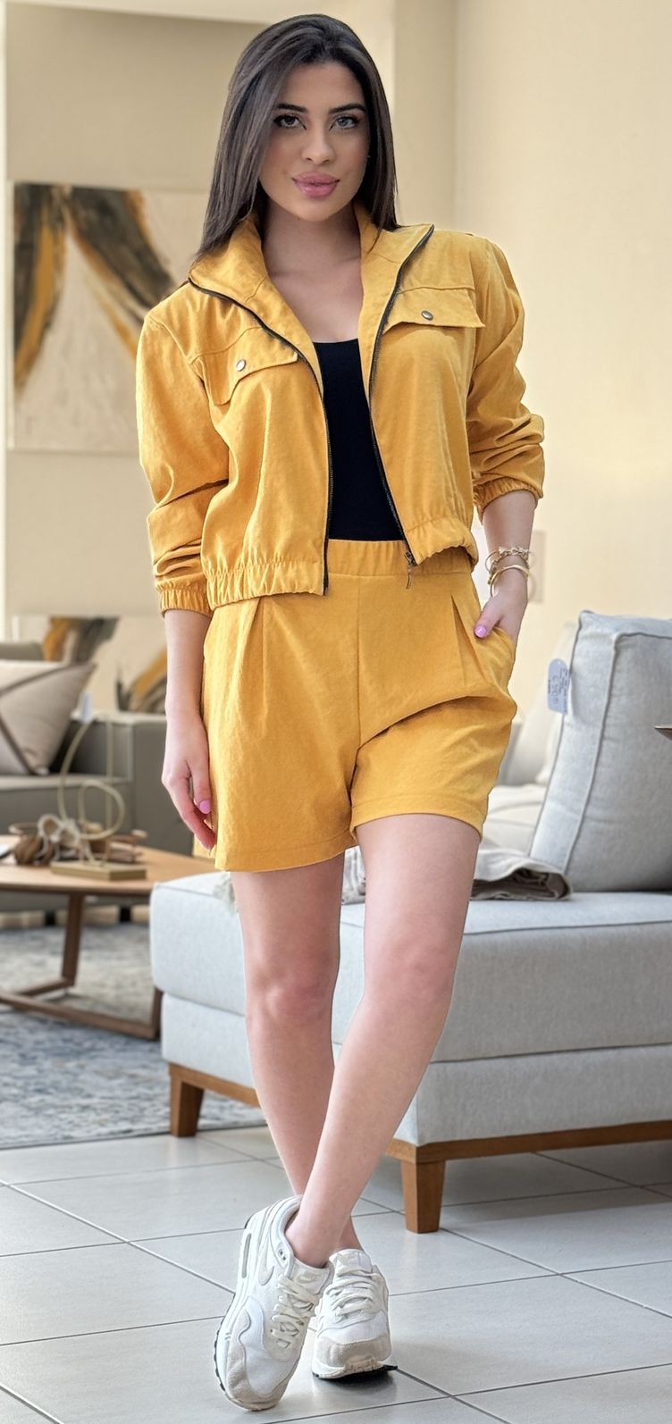 Short Cupro Mostarda Short Cupro Mostarda