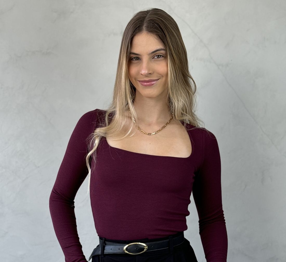 Blusa Decote Quadrada Longa Bordô