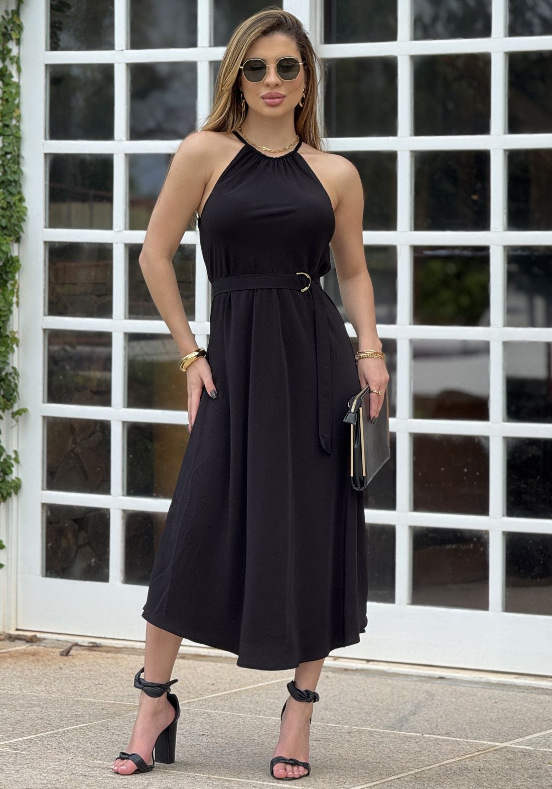 Vestido Carola Midi Preto Vestido Carola Midi Preto